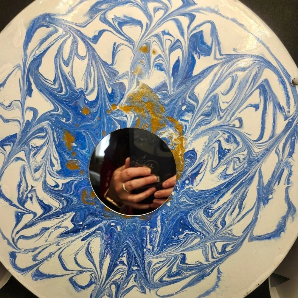 Hand Crafted Colorful Mirror Fluid Art Painting On 12